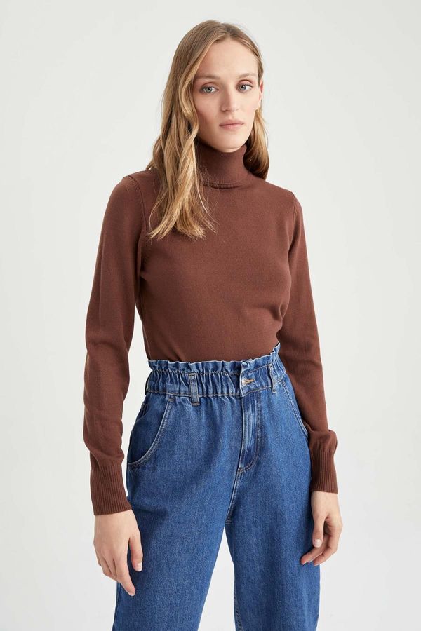 DEFACTO DEFACTO Relax Fit Turtleneck Cashmere Textured Extra Soft Sweater