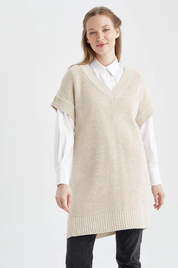 DEFACTO DEFACTO Relax Fit V-Neck Long Sweater