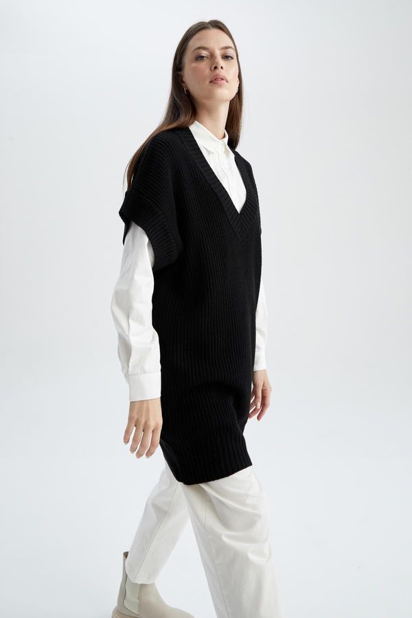 DEFACTO DEFACTO Relax Fit V-Neck Long Sweater