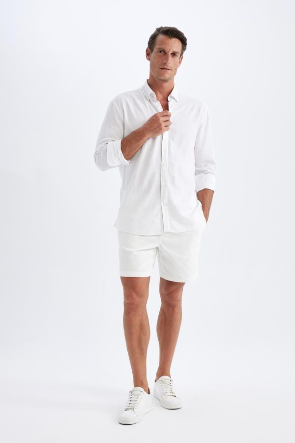 DEFACTO DEFACTO Relax Fit White Jean Bermuda Shorts