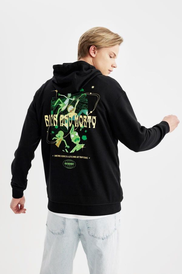 DEFACTO DEFACTO Rick And Morty Boxy Fit Hooded Back Printed Sweatshirt