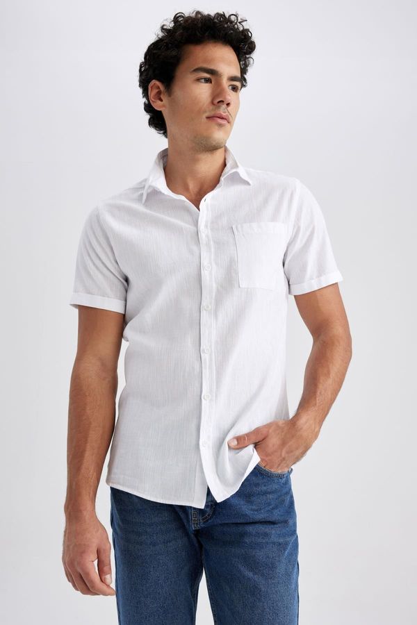 DEFACTO DEFACTO Slim Fit Basic Short Sleeve 100% Cotton Shirt