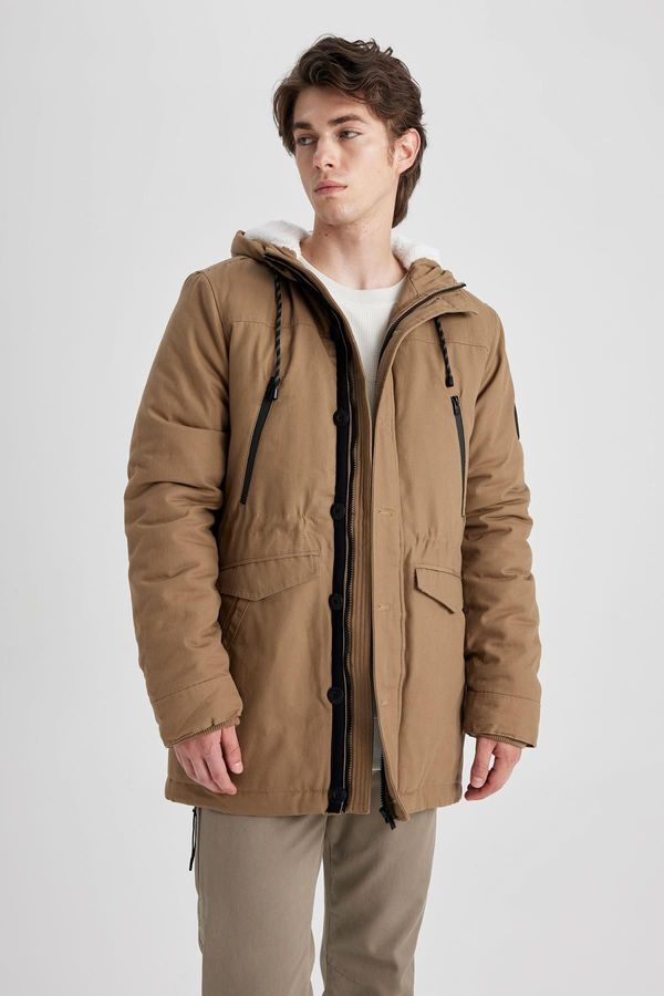 DEFACTO DEFACTO Slim Fit Hooded Plush Lining Parka Cotton Parka