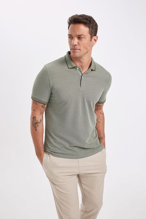 DEFACTO DEFACTO Slim Fit Non-rolling Polo Collar Cotton T-Shirt with Arm Bands