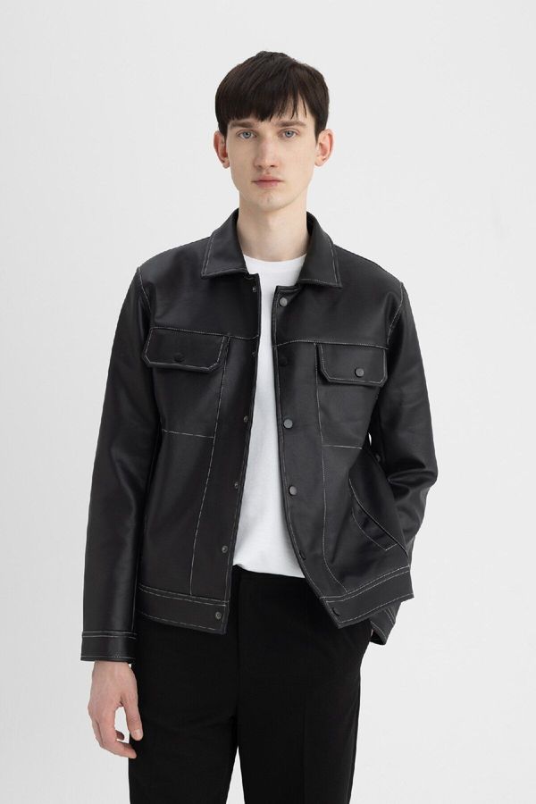 DEFACTO DEFACTO Slim Fit Polo Collar Lined Jacket Coat