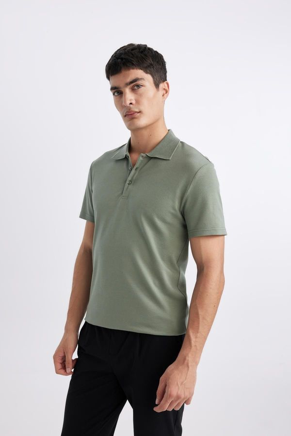 DEFACTO DEFACTO Slim Fit Polo Neck Basic Short Sleeve Cotton T-Shirt