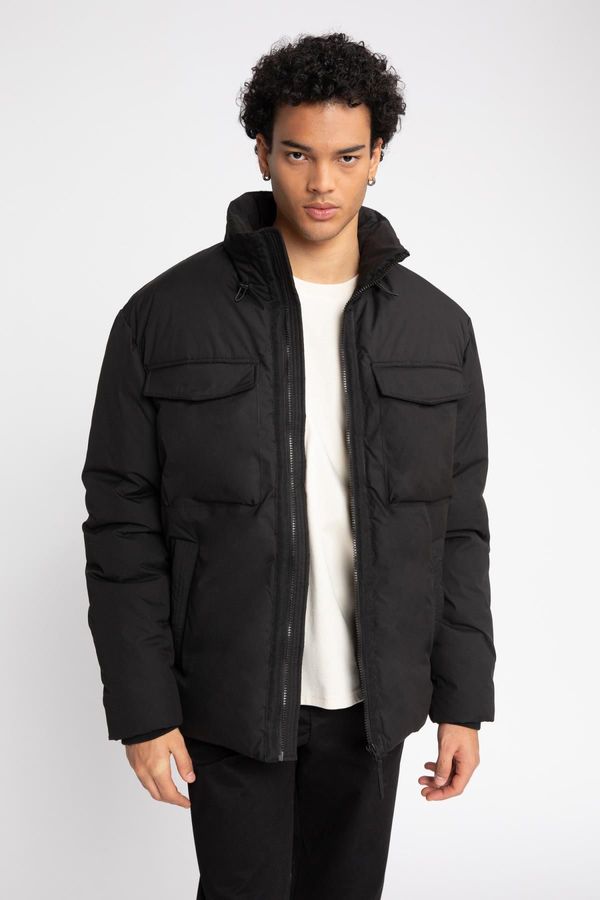 DEFACTO DEFACTO Slim Fit Slim Cut Stand Collar Zippered Pocket Puffer Jacket