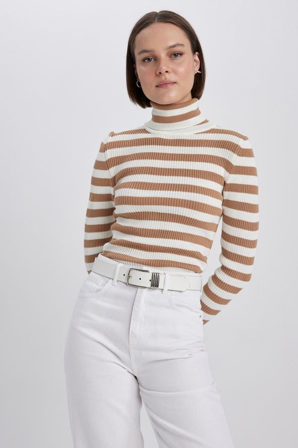 DEFACTO DEFACTO Slim Fit Striped Turtleneck Knitwear Sweater