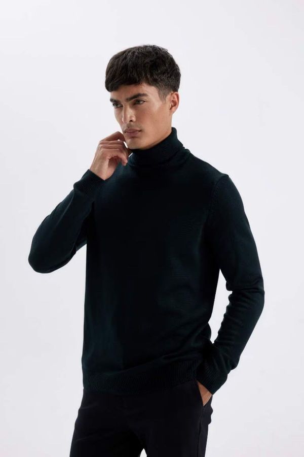 DEFACTO DEFACTO Slim Fit Turtleneck Sweater D.GREEN