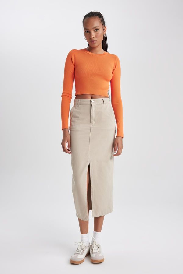 DEFACTO DEFACTO Slit Gabardine Midi Skirt