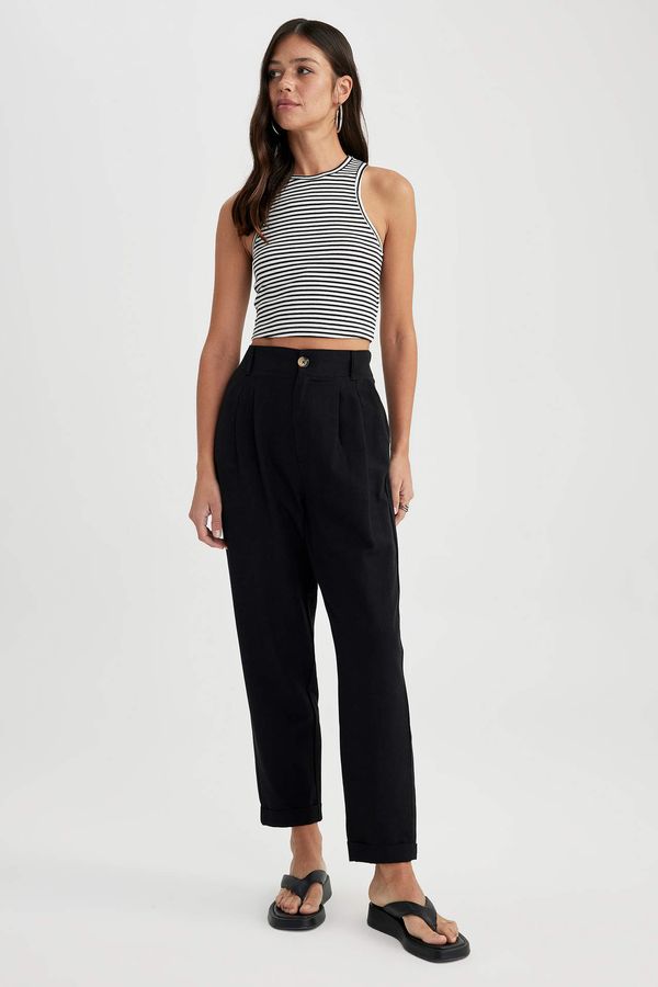 DEFACTO DEFACTO Slouchy Linen Blend Ankle Length Trousers