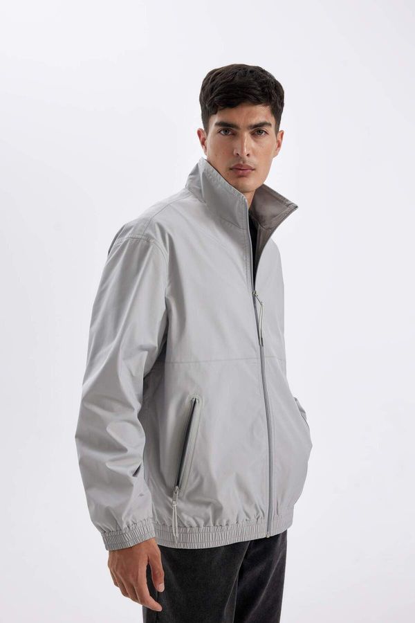 DEFACTO DEFACTO Stand Collar Coat Jacket Zippered Pocket Seasonal Lightweight