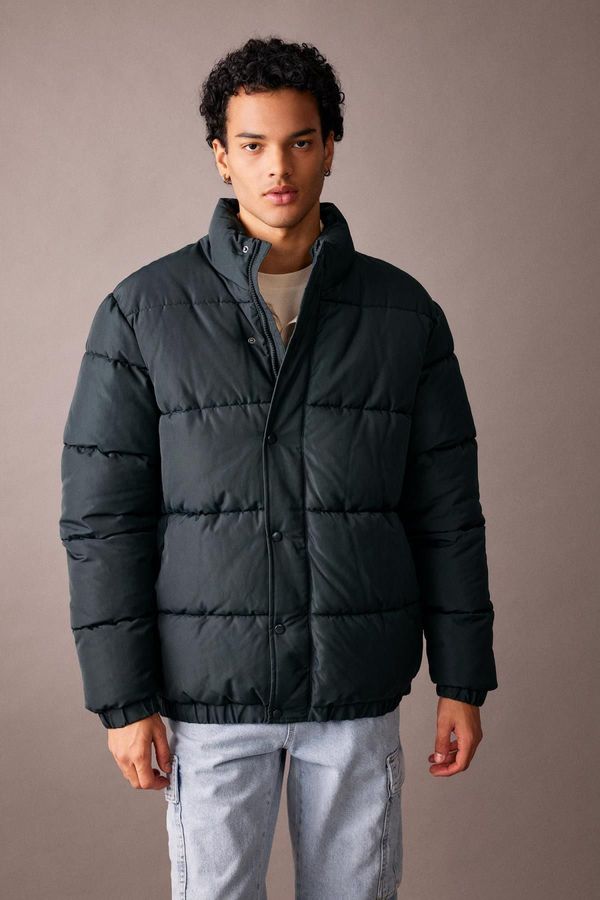 DEFACTO DEFACTO Stand Collar Puffer Jacket with Zipper and Snap Pocket