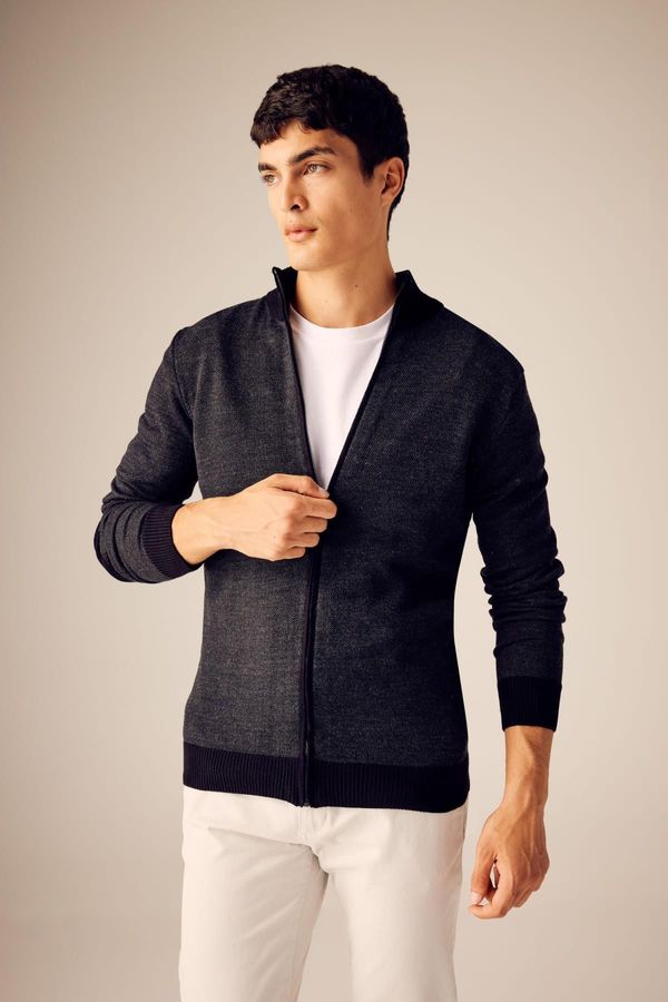 DEFACTO DEFACTO Standard Fit Half Turtleneck Knitwear Cardigan