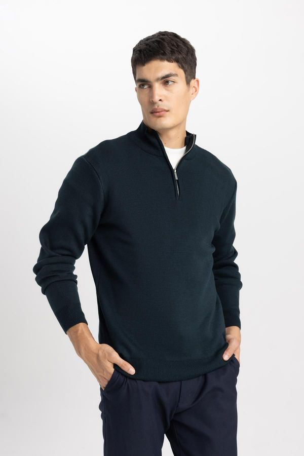 DEFACTO DEFACTO Standard Fit High Neck Zippered Sweater