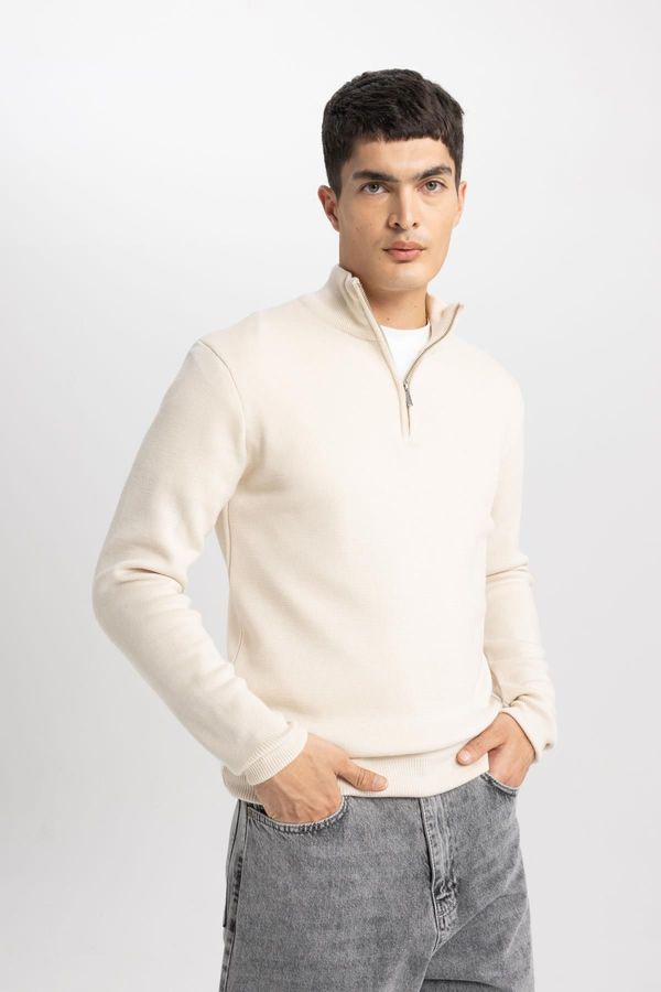 DEFACTO DEFACTO Standard Fit High Neck Zippered Sweater