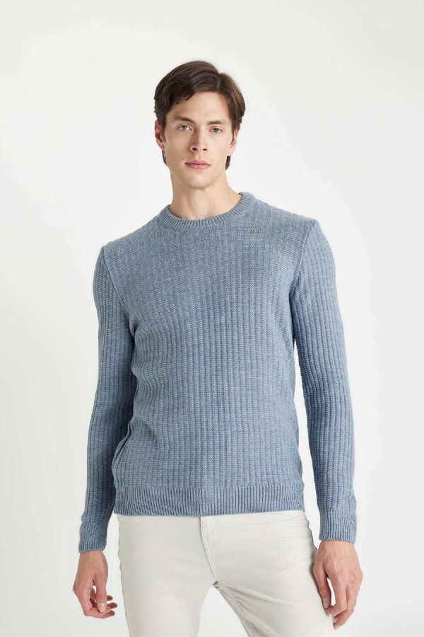 DEFACTO DEFACTO Standard Fit Regular Cut Crew Neck Jacquard Aviator Knitwear Sweater