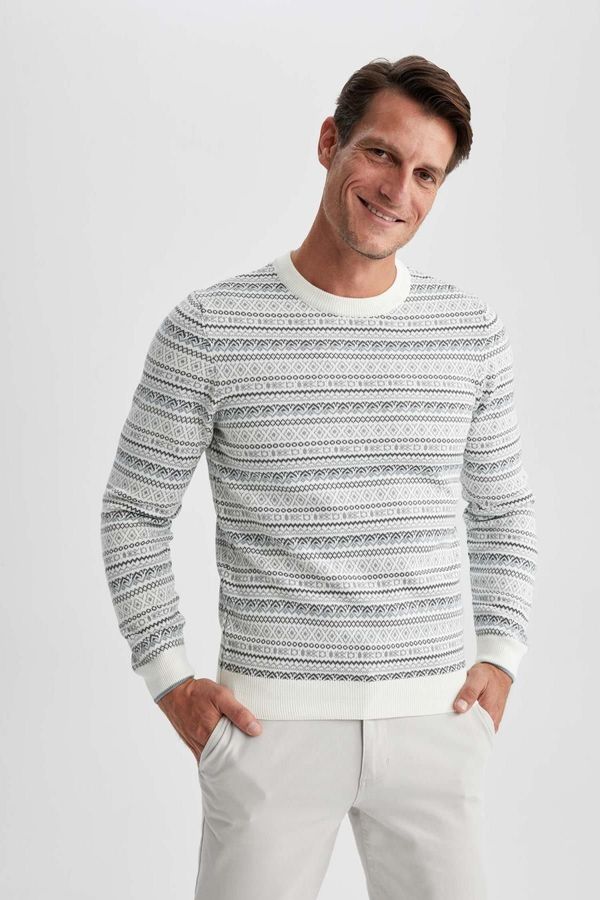 DEFACTO DEFACTO Standard Fit Regular Cut Patterned Crew Neck Knitwear Sweater