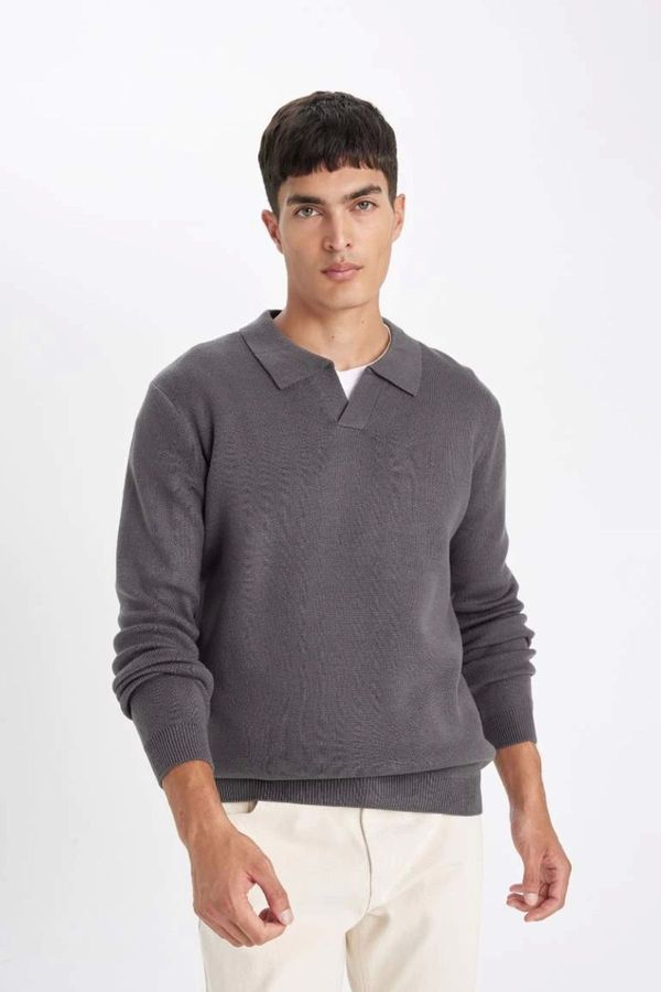 DEFACTO DEFACTO Standard Fit Regular Cut Polo Neck Knitted Sweater