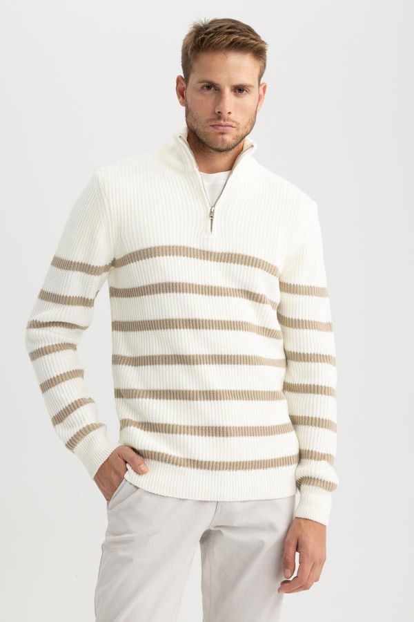 DEFACTO DEFACTO Standard Fit Regular Cut Striped Turtleneck Knitwear Sweater