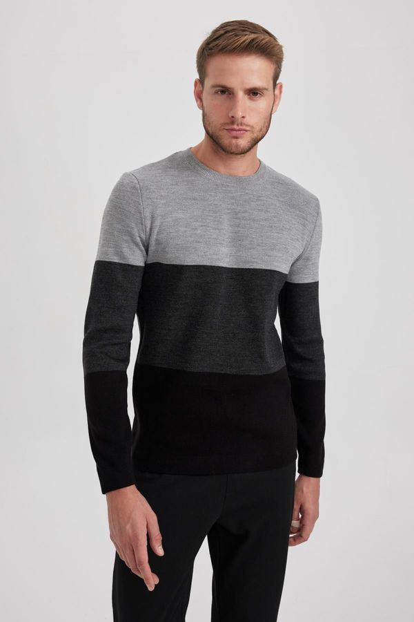 DEFACTO DEFACTO Standard Fit Striped Crew Neck Sweater