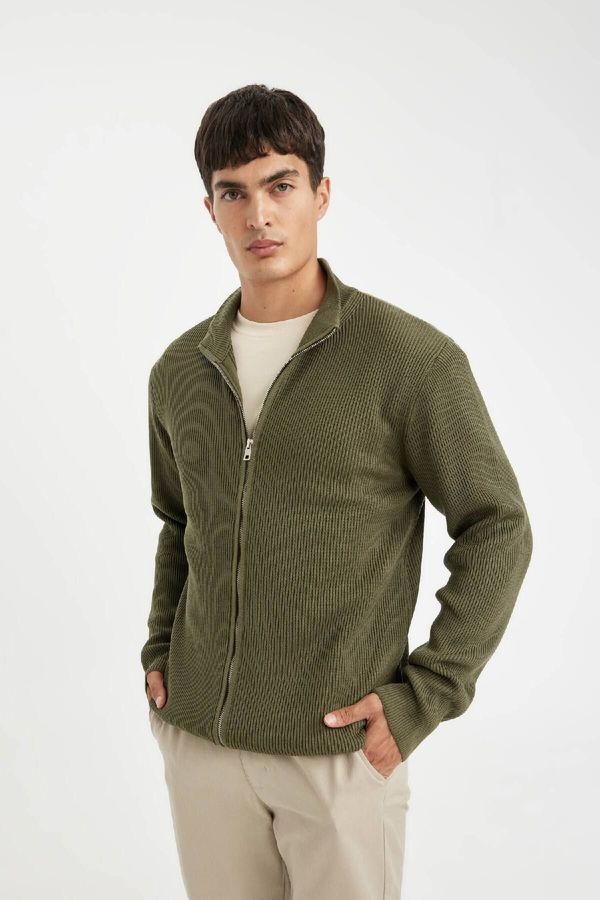 DEFACTO DEFACTO Standard Fit Turtleneck Zippered Cardigan