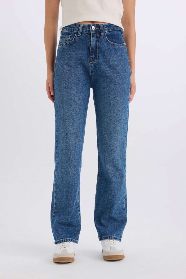 DEFACTO DEFACTO Straight Fit High Waist Ankle Length Jean Washed Trousers