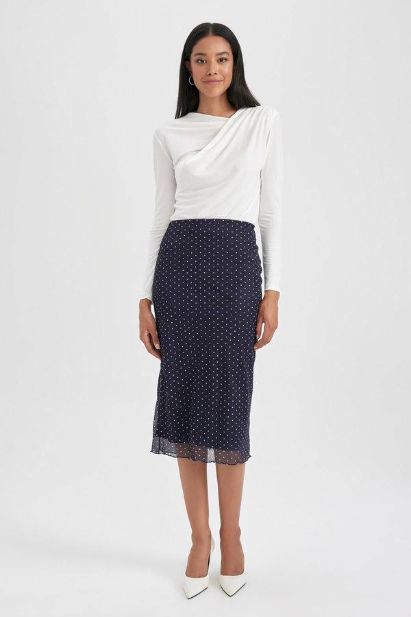 DEFACTO DEFACTO Straight Fit Polka Dot Normal Waist Lined Midi Skirt