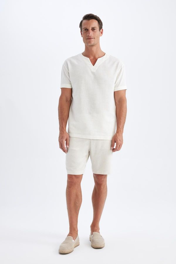 DEFACTO DEFACTO Straight Leg Linen Blend Shorts