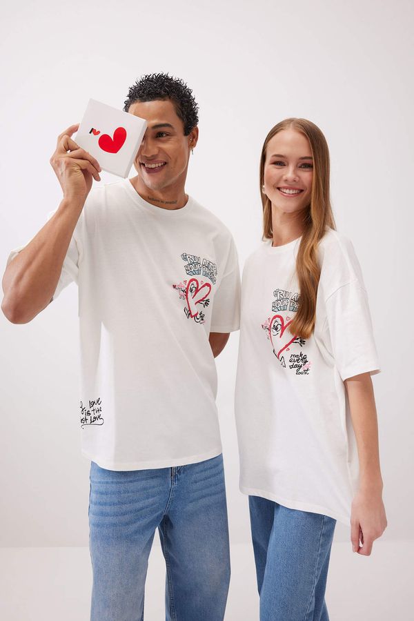 DEFACTO DEFACTO Unisex Valentine Day Oversize Fit Printed T-Shirt