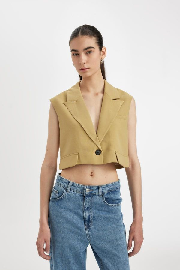 DEFACTO DEFACTO V-Neck Crop Blazer Vest