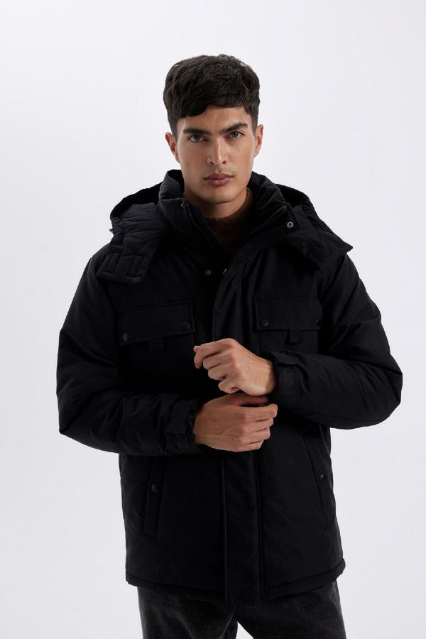 DEFACTO DEFACTO Water Repellent Detachable Hooded Jacket with Zippered Pocket