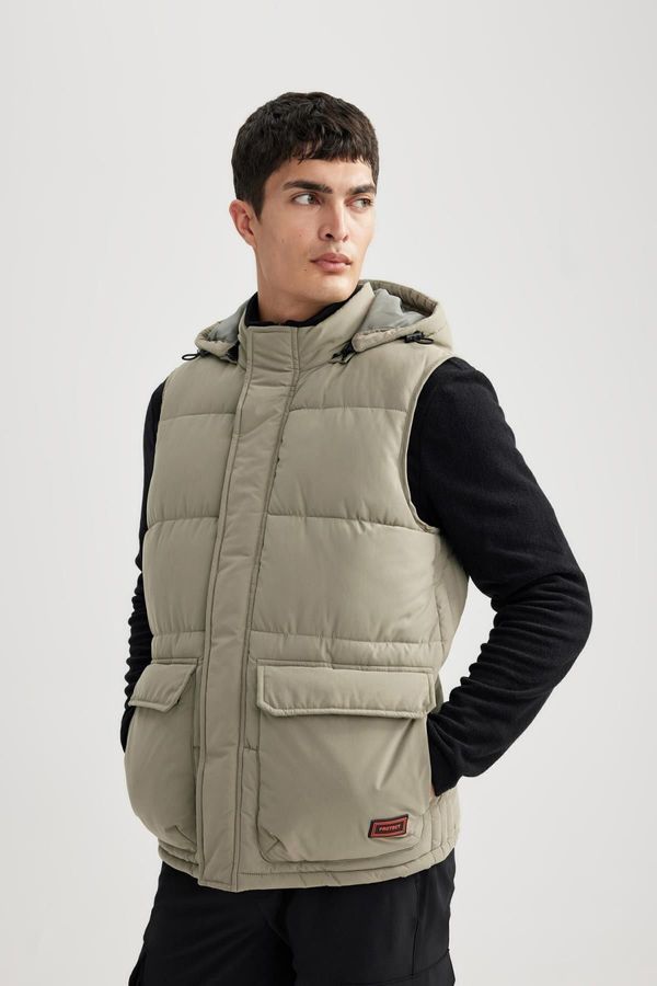 DEFACTO DEFACTO Water Repellent Hooded Detachable Hooded Pocket Puffer Vest