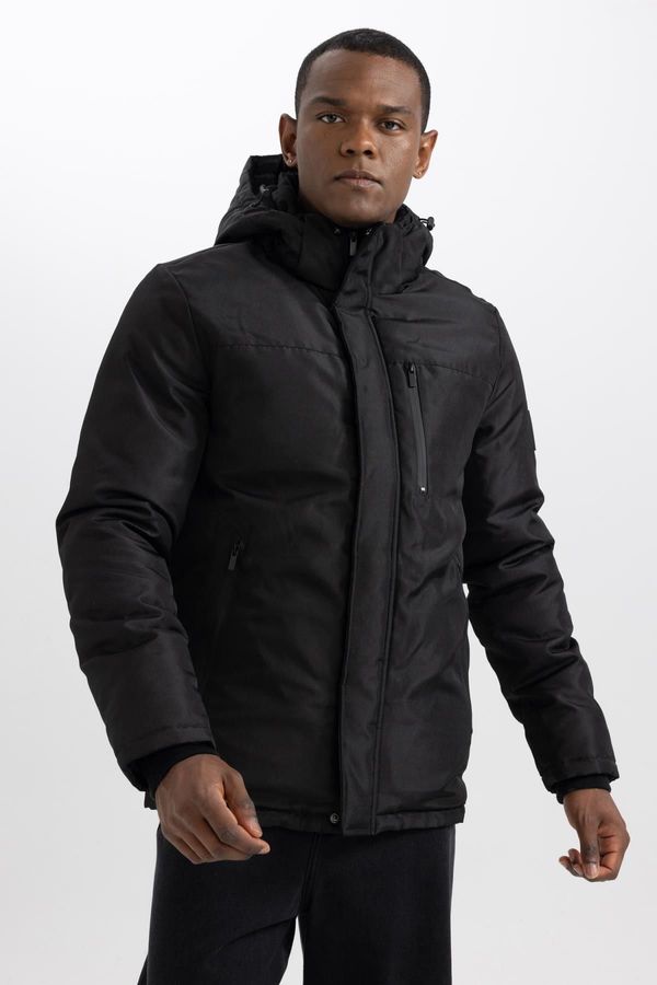 DEFACTO DEFACTO Water Repellent Puffer Jacket Hooded Zippered Snap Pocket