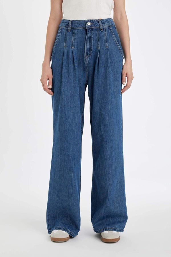 DEFACTO DEFACTO Wide Leg High Waist Long Jean Washed Trousers