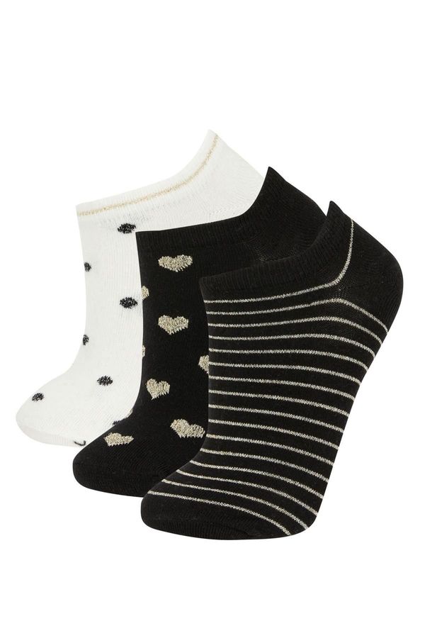 DEFACTO DEFACTO Women's 3-Piece Cotton Booties Socks