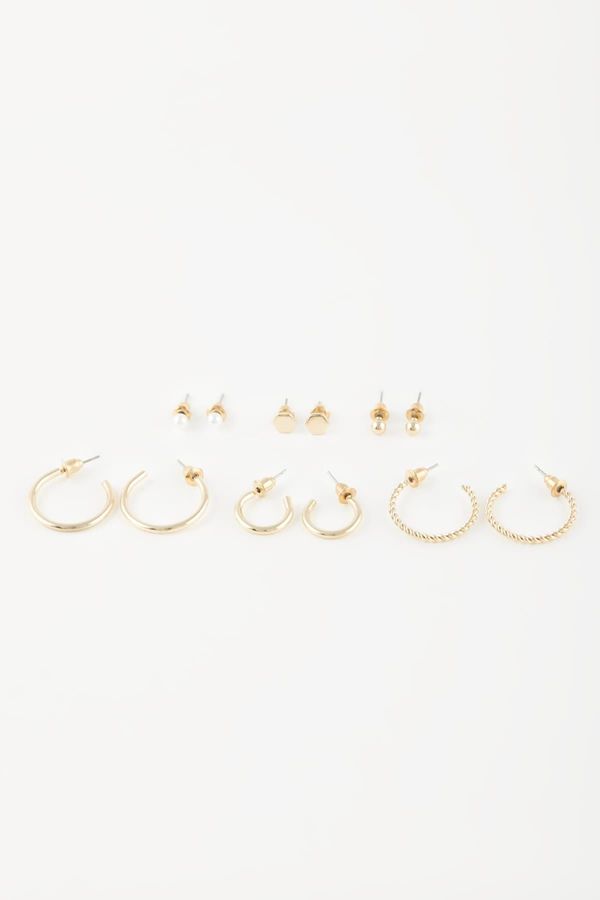 DEFACTO DEFACTO Women's 6-Piece Gold Earrings