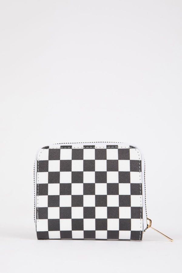 DEFACTO DEFACTO Women's Checkerboard Patterned Faux Leather Wallet