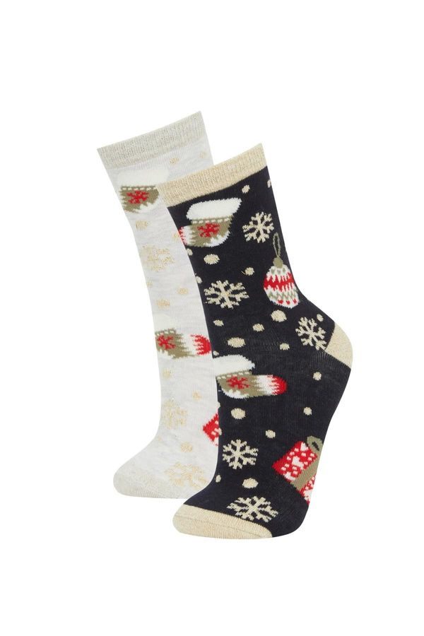 DEFACTO DEFACTO Women's Christmas Themed 2-Pack Cotton Long Socks