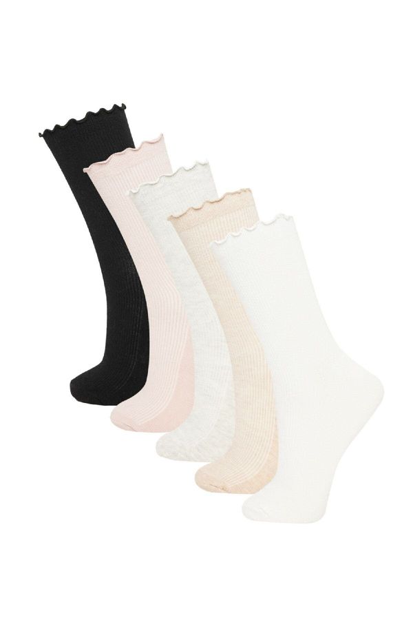 DEFACTO DEFACTO Women's Comfortable Elastic 5-Pack Cotton Long Socks D0535axns