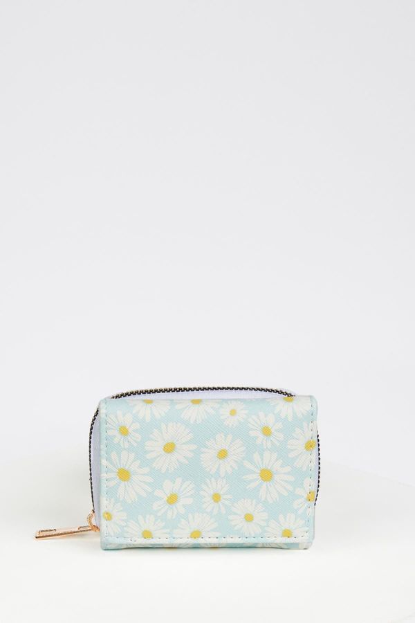 DEFACTO DEFACTO Women's Daisy Patterned Faux Leather Wallet