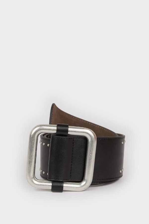 DEFACTO DEFACTO Women's Large Buckle Faux Leather Casual Belt