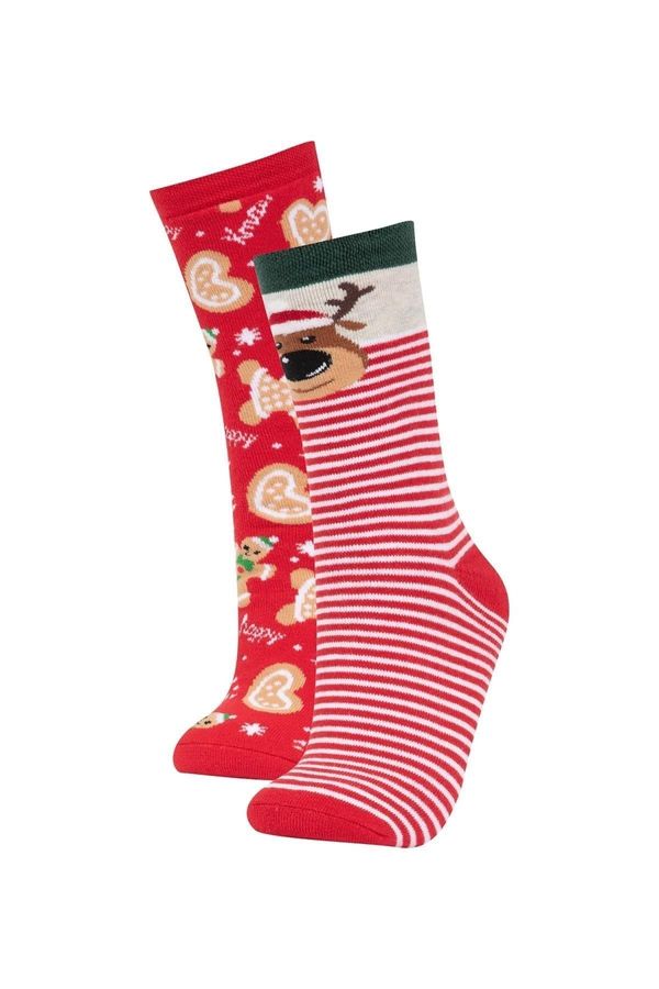 DEFACTO DEFACTO Women's New Year Themed Cotton 2-Piece Towel Socks