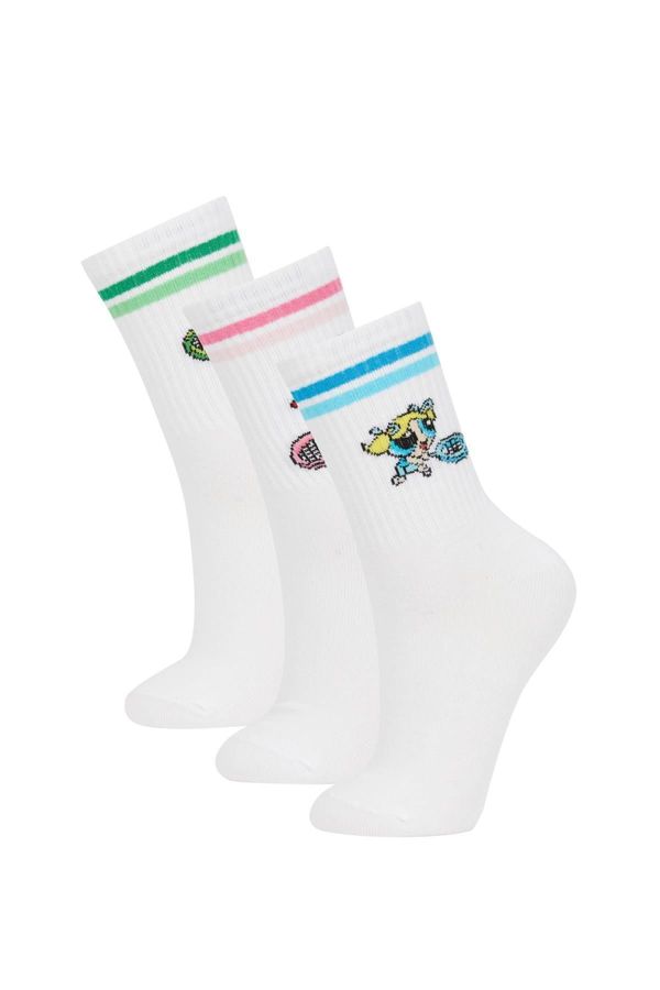 DEFACTO DEFACTO Women's Powerpuff Girls 3-Piece Cotton Short Socks