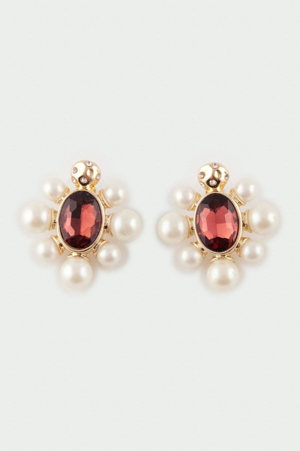 DEFACTO DEFACTO Women's Stone and Pearl Earrings