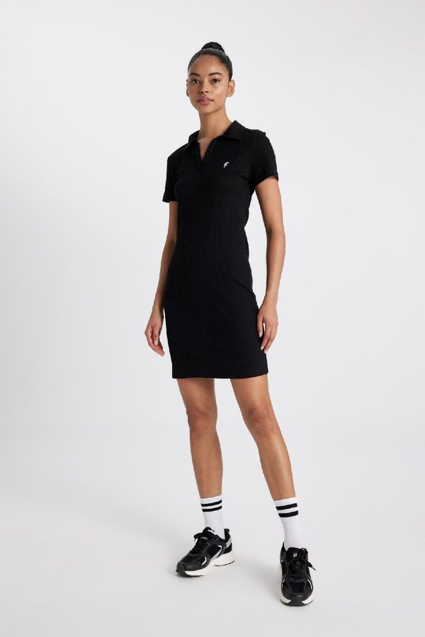 DEFACTO Defactofit Slim Fit Polo Collar Short Sleeve Dress