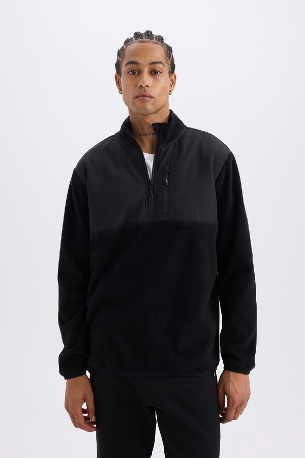 DEFACTO Defactofit Standard Fit Stand Collar Fleece Sports Sweatshirt