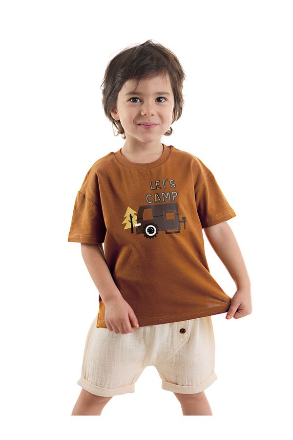 Denokids Denokids Baby Boy Kids Summer Muslin Shorts T-shirt Set with Camping Car