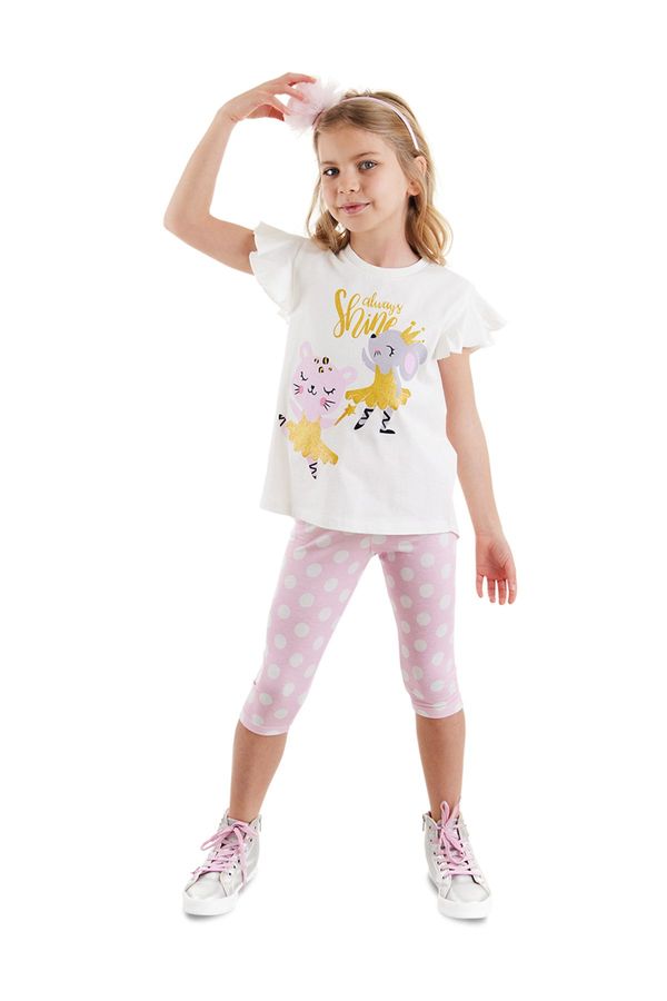 Denokids Denokids Ballerina Animals Ruffle Polka Dot Girl's Summer T-shirt Tights Set