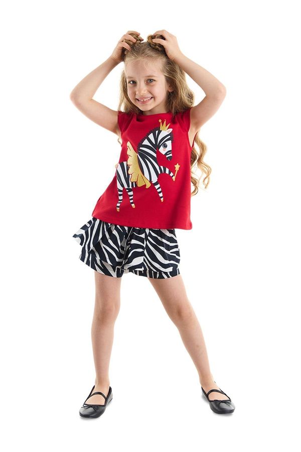 Denokids Denokids Ballerina Zebra Girls Kids T-shirt Shorts Set